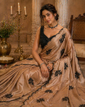 Embroidered Satin Saree with Designer Blouse